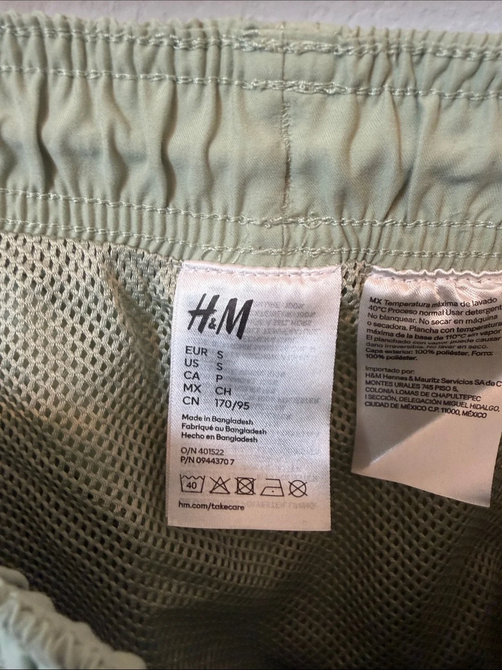 H&M Light Sage Green Men’s Swim Trunks